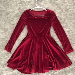 Annigo Velvet Long Sleeve Flare Skater Short Dress
